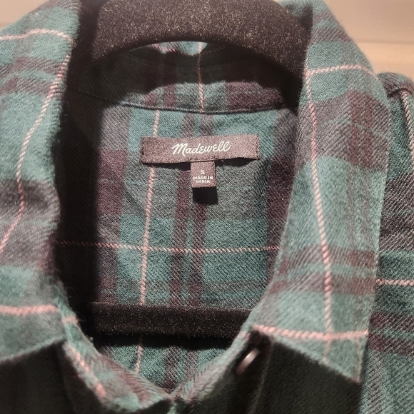 Madewell  Westlake Flannel Shirt in Green Deveny Plaid size small - Picture 3 of 7